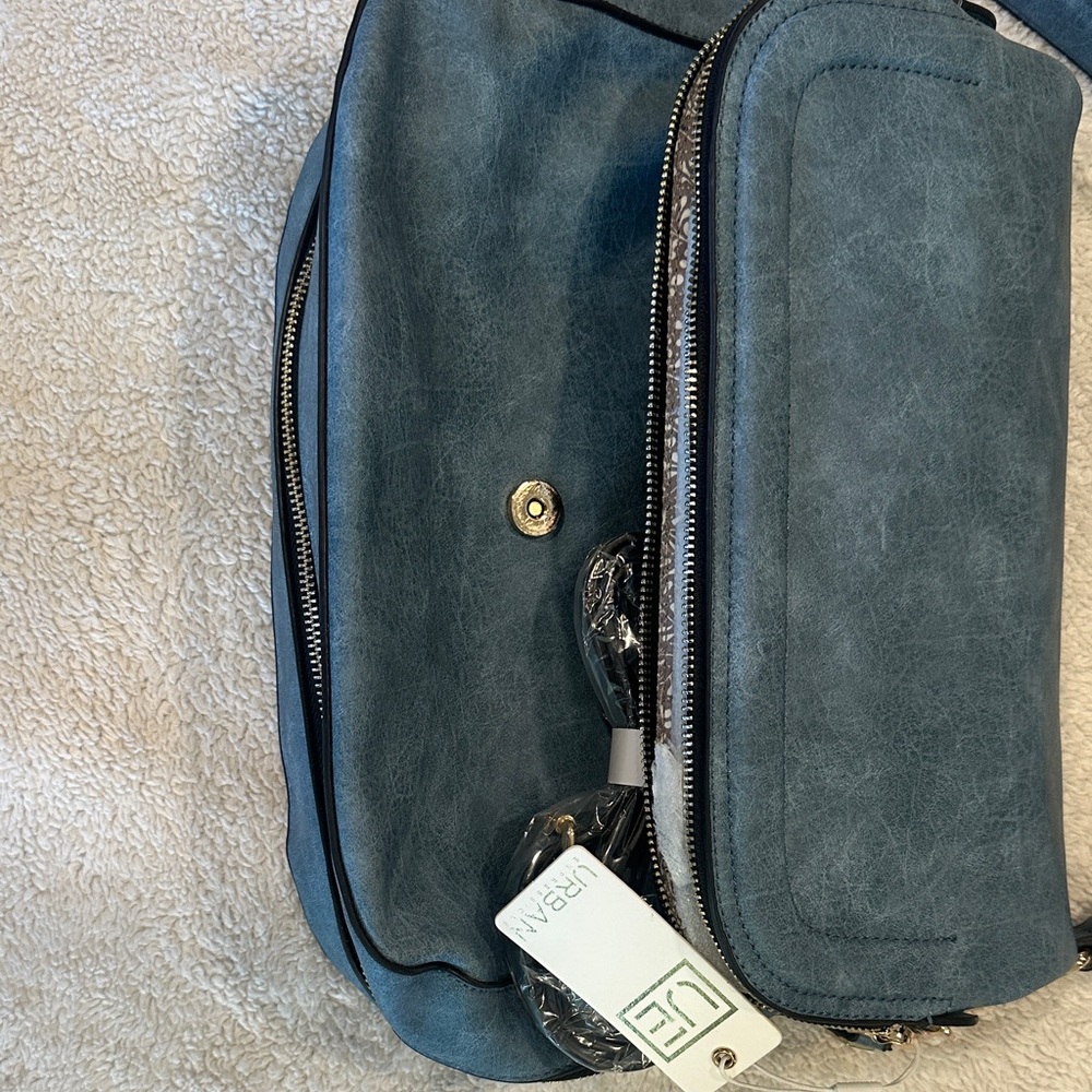 Blue leather purse
